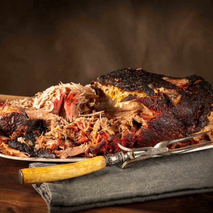 Pulled pork ready to serve.