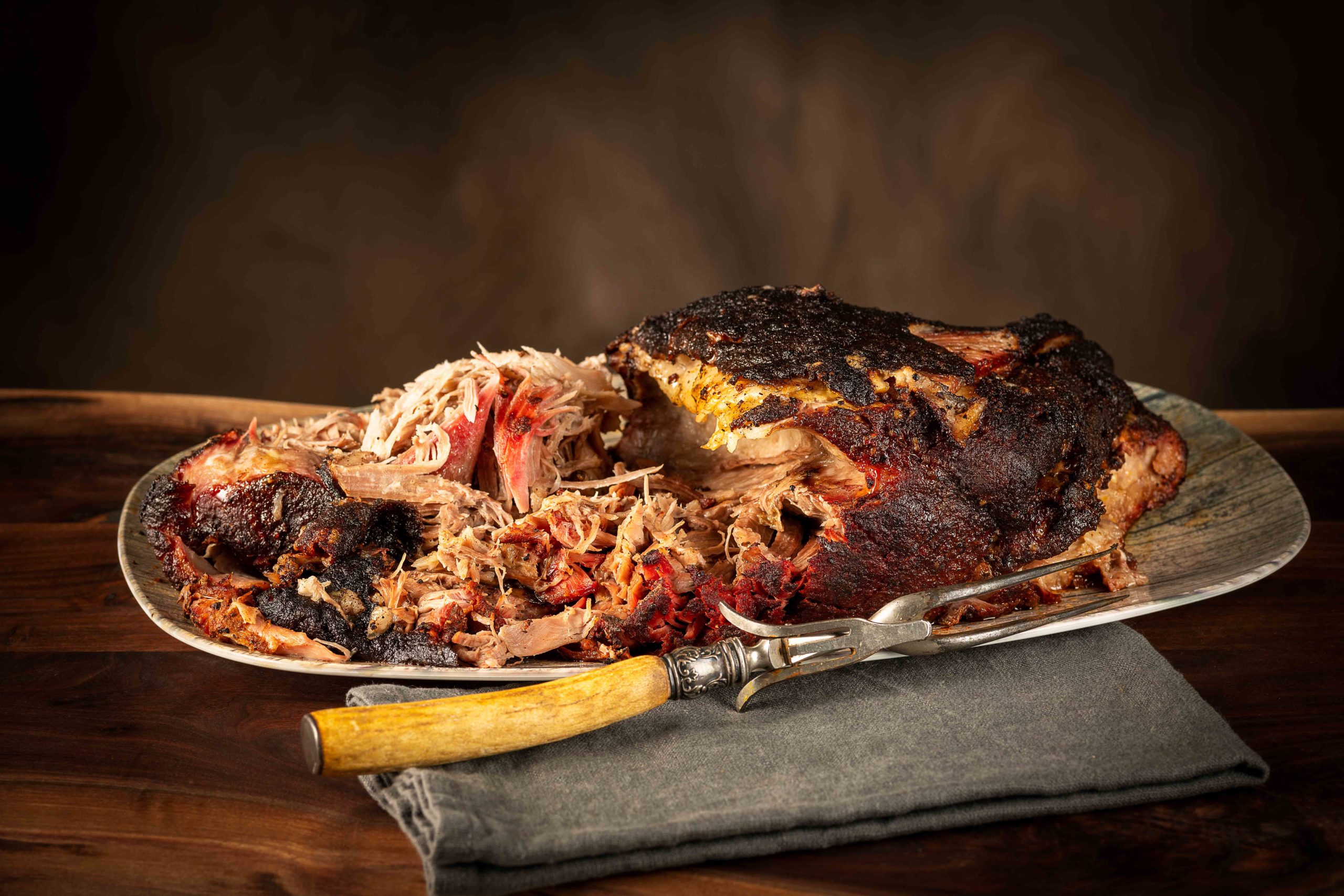 Pulled pork ready to serve.