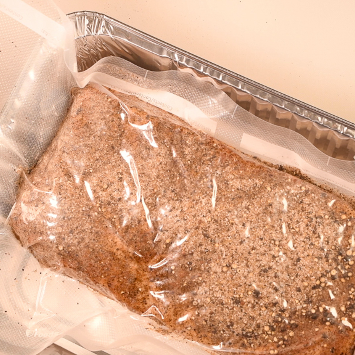 Pork belly in a pan.