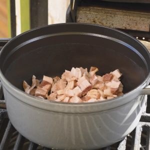Cook the bacon.