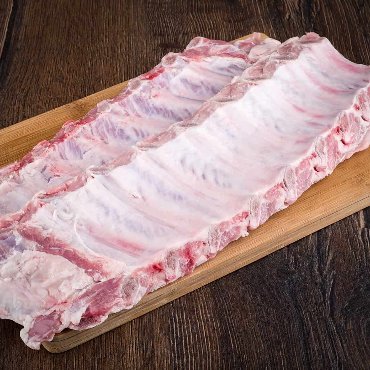 Backside of baby-back ribs.