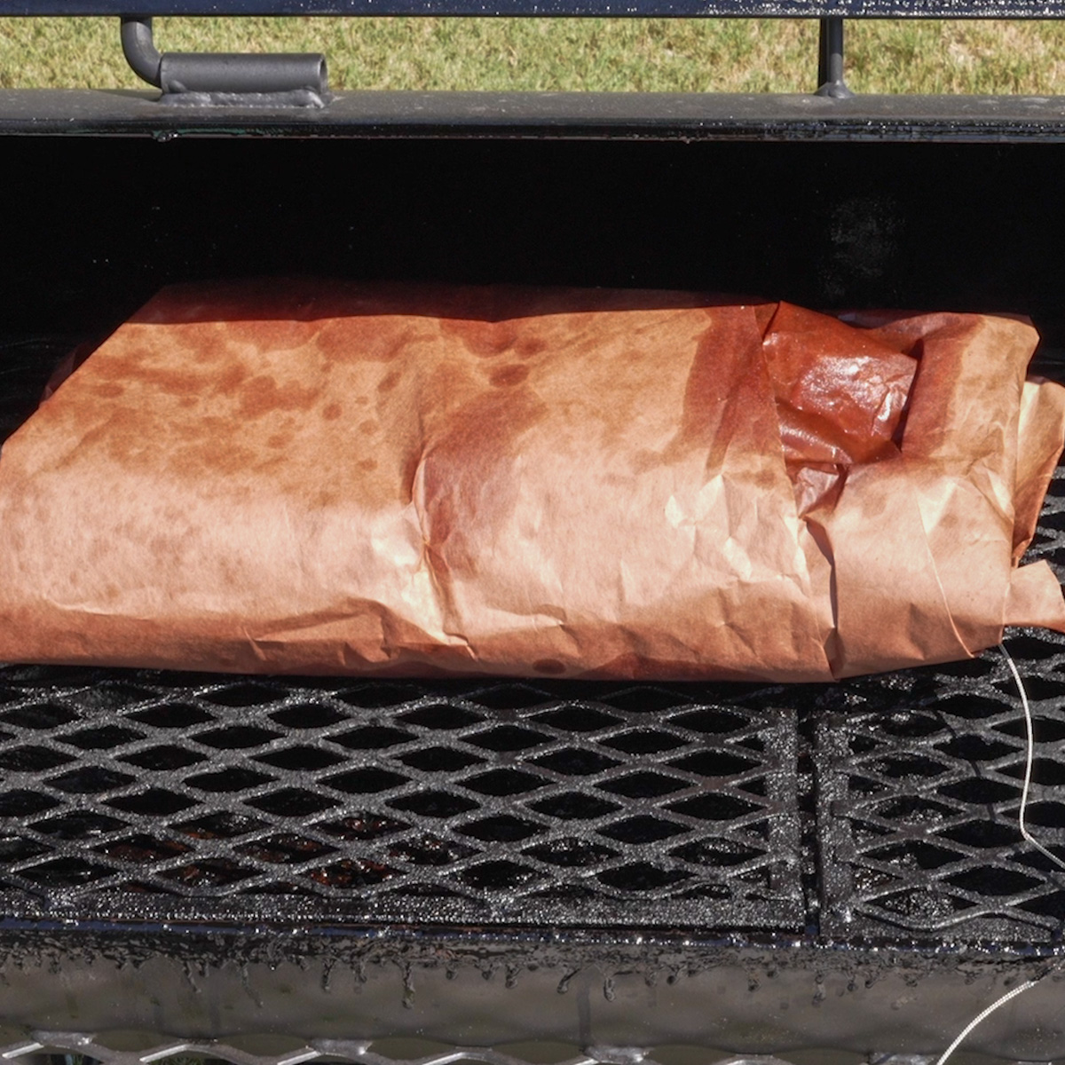 Wrapped brisket.