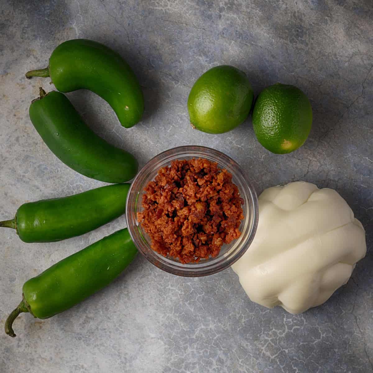 Chorizo stuffed poppers ingredients.