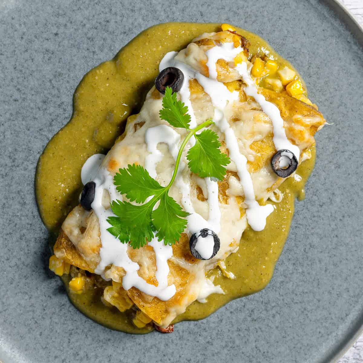 Roasted corn enchiladas ready to enjoy.