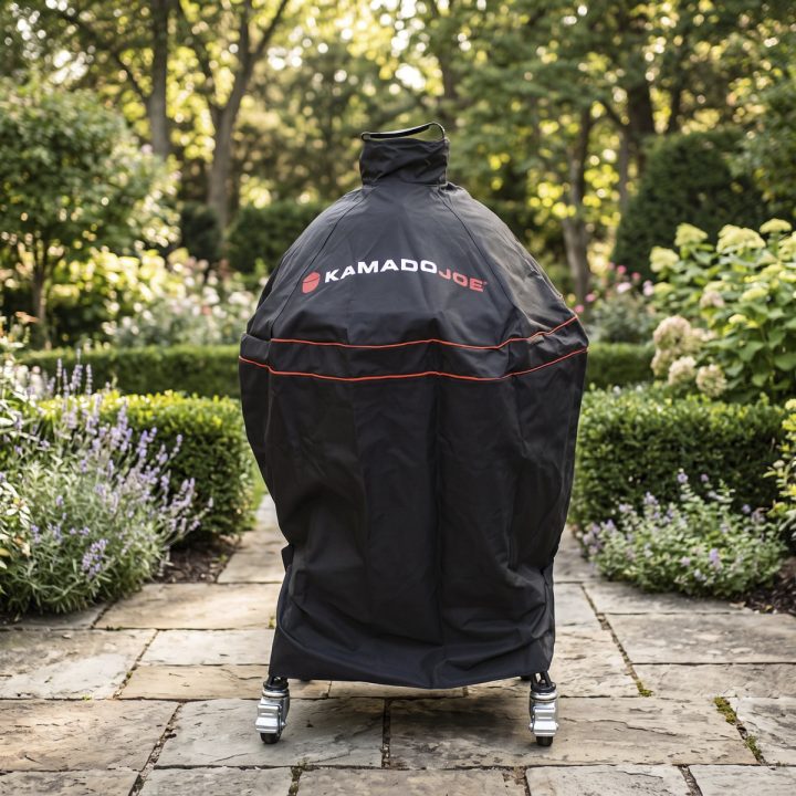 A Kamado Joe Classic II with a cover.