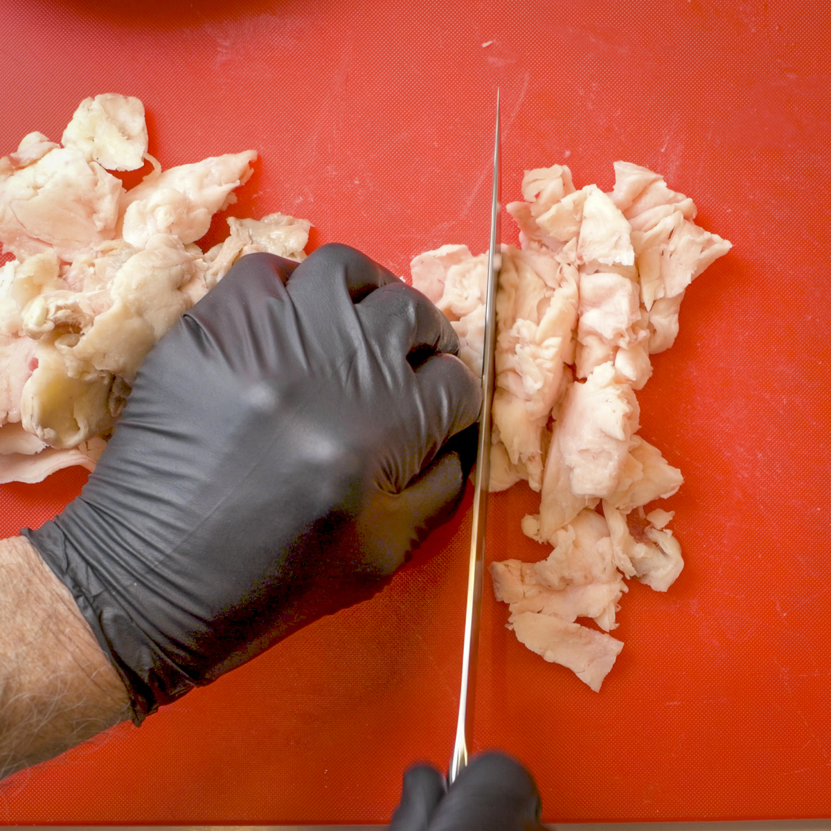 Cut the fat into ½-inch pieces.
