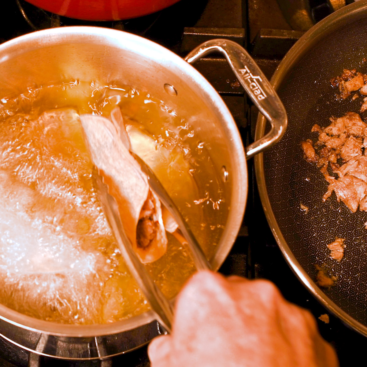 Deep fry the carnitas taco.
