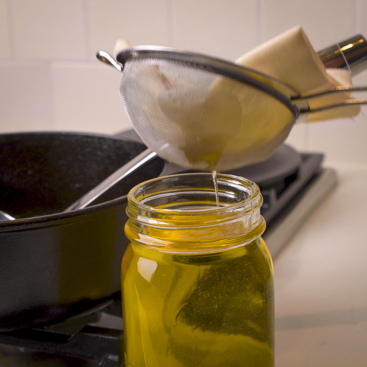 Filtered tallow should be clear and golden in color.