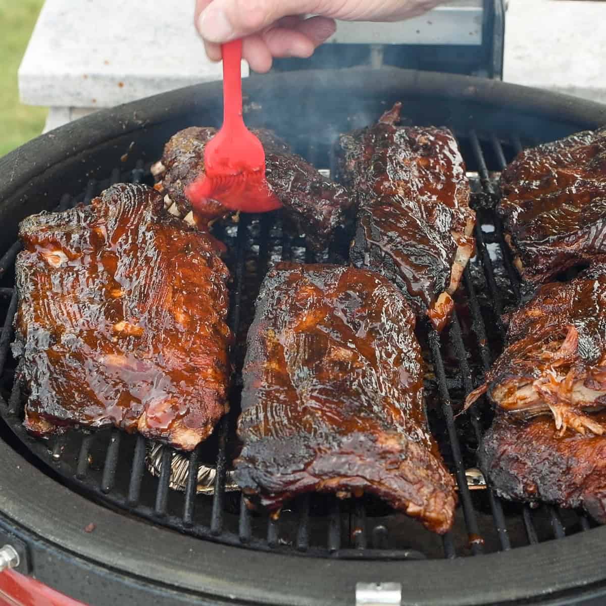 Brush ribs with BBQ sauce and cook at low heat for one hour.