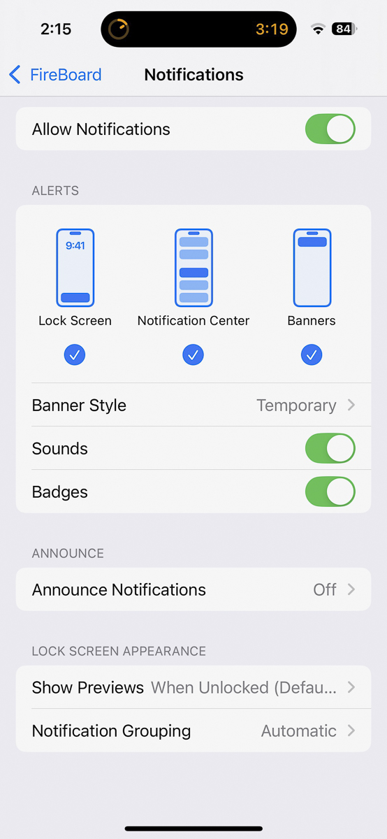 Setup notifications on the FireBoard app.