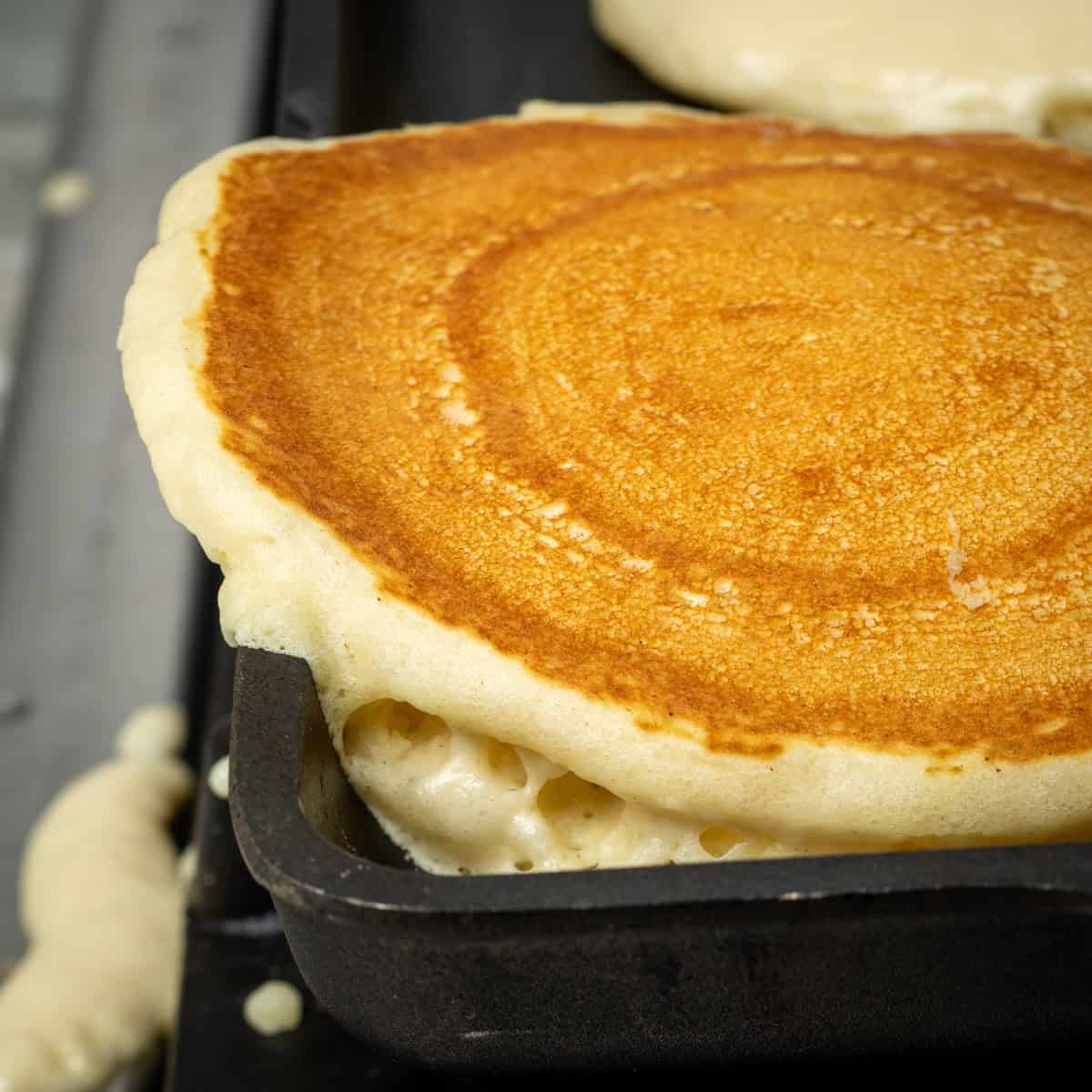 Pancake flipped over the edge.