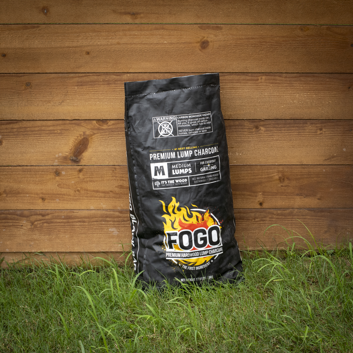 Bag of Fogo Premium lump charcoal.
