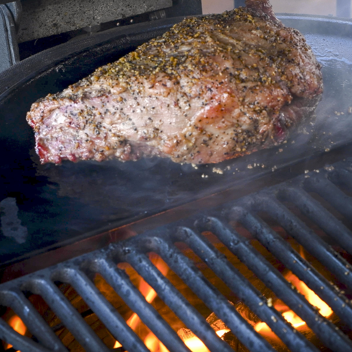 Half moon cast iron grate and griddle.