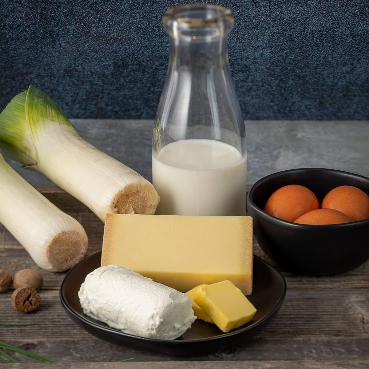 Leek and goat cheese quiche ingredients