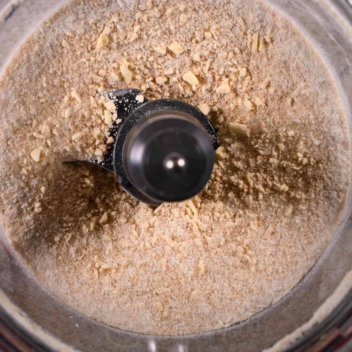 Mix the topping ingredients until it is the texture of coarse sand.