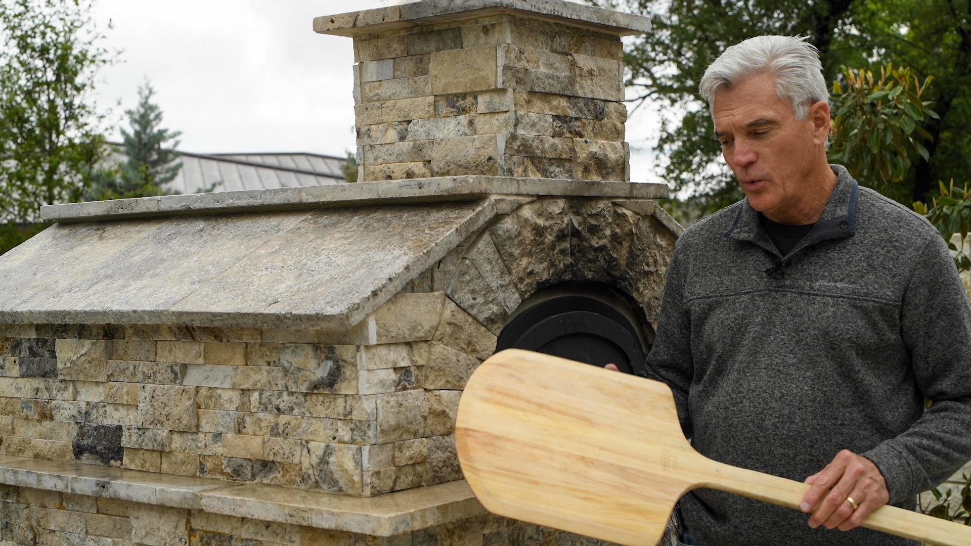 A 12" Wood Pizza Peel.