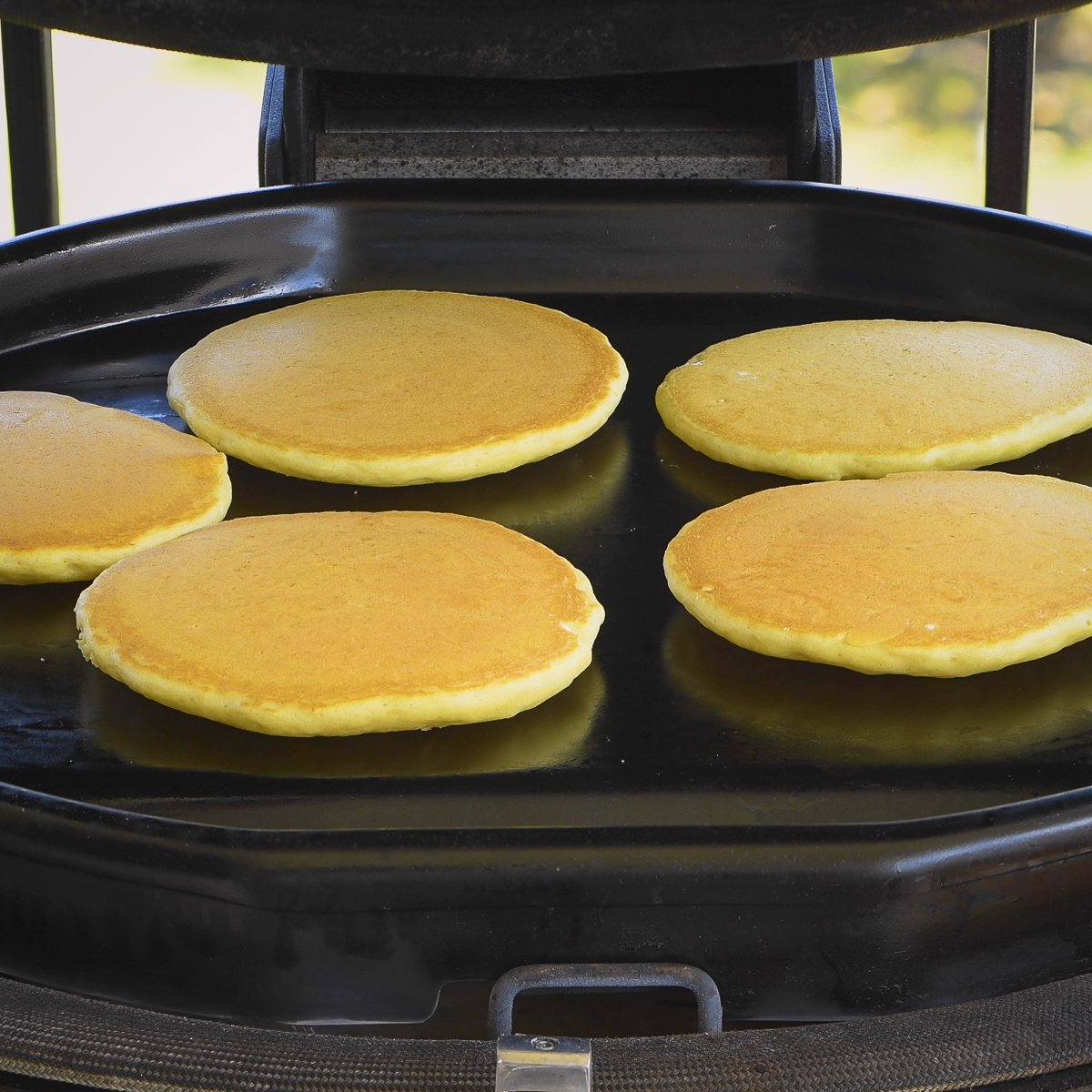 Pancakes on the griddle.