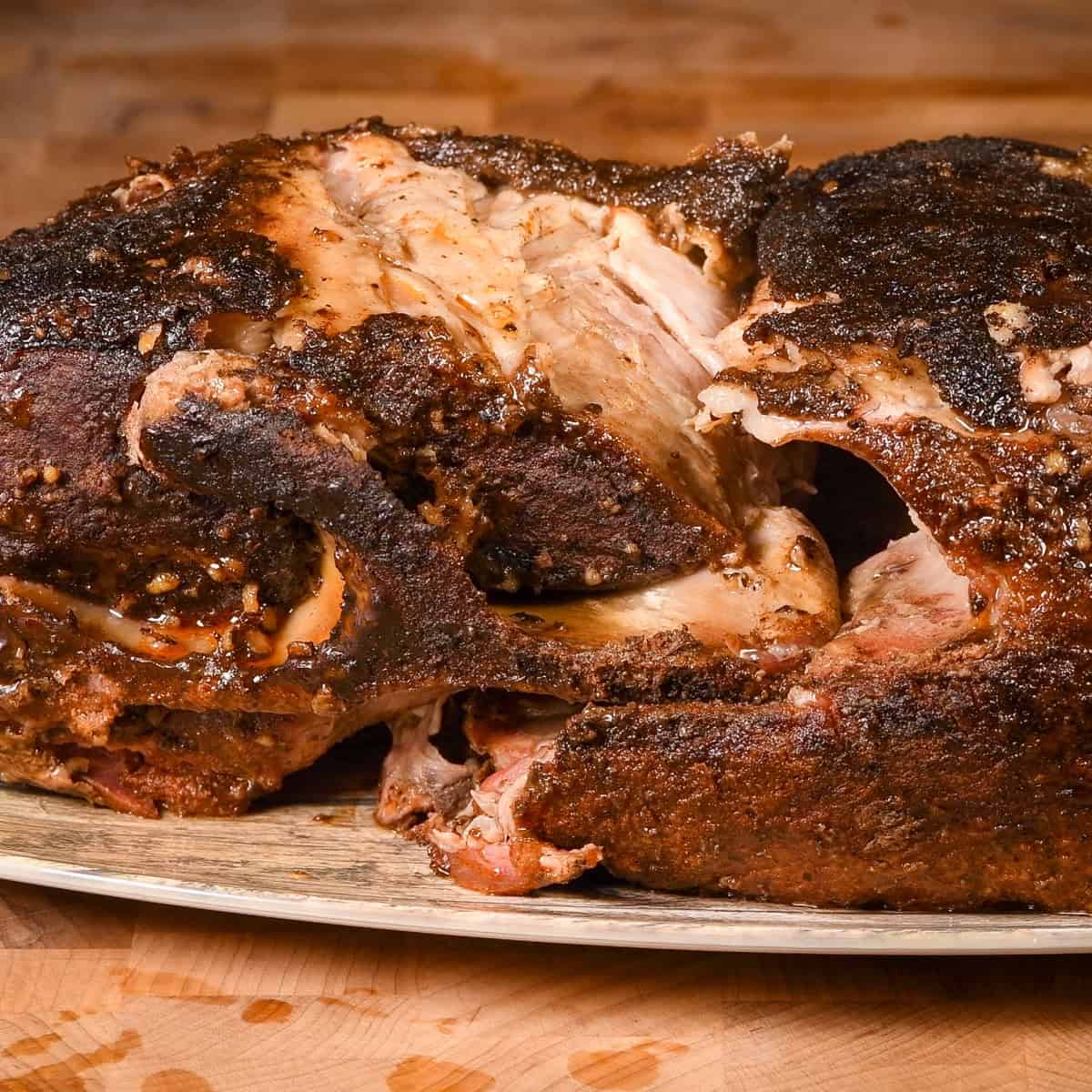 Pork shoulder after bone has been removed.