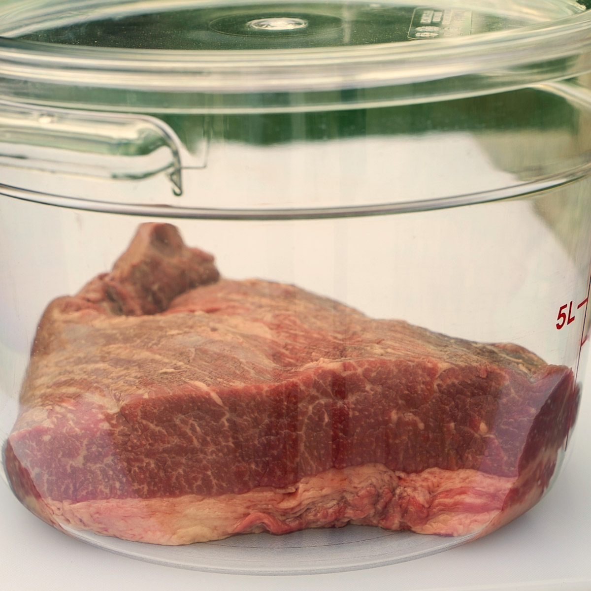 Place the brisket in a tub.