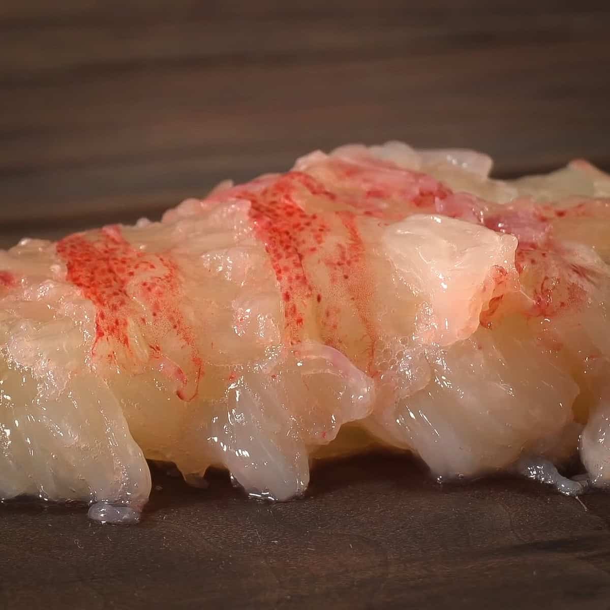 Lobster tail meat removed from the shell.