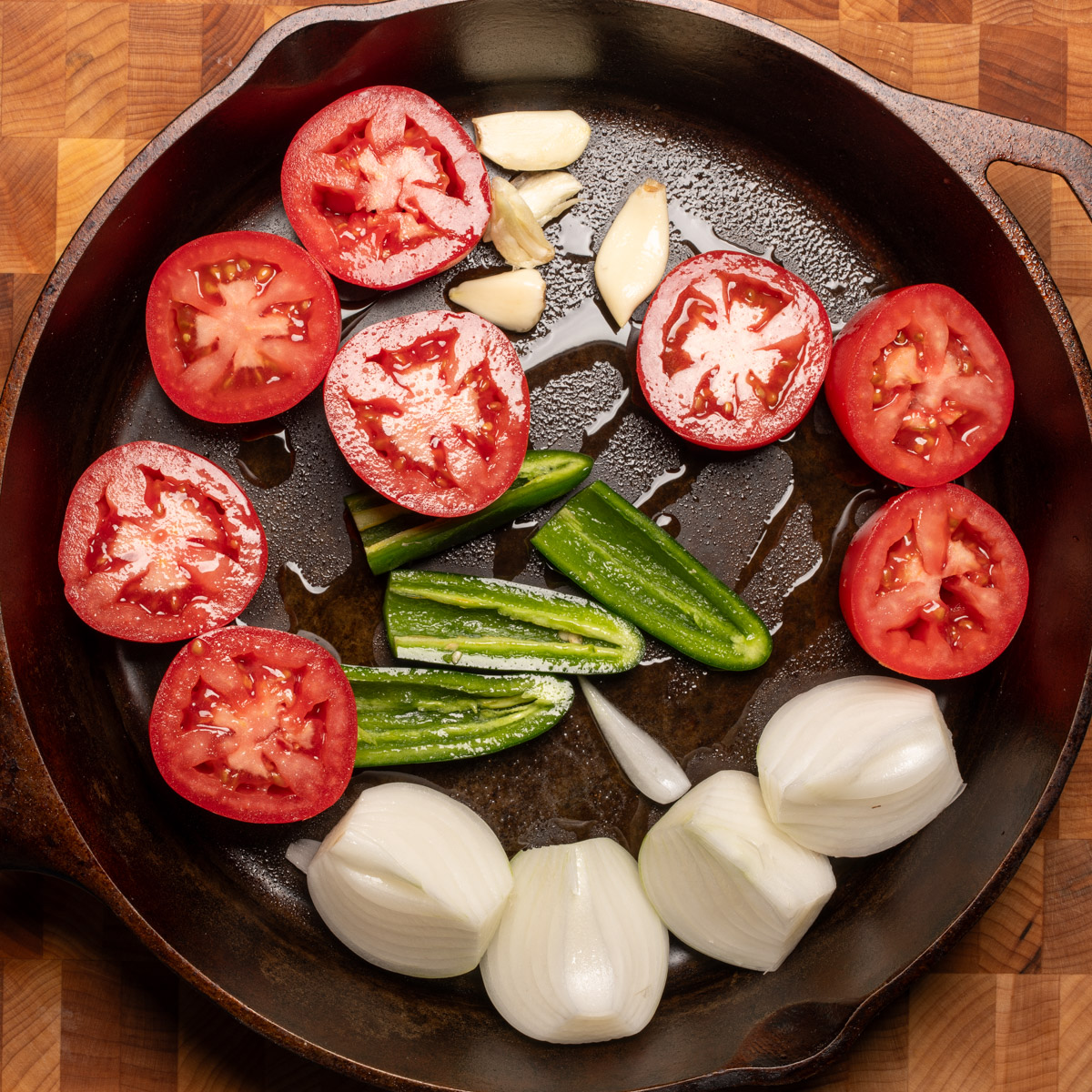 Roasted salsa ingredients.