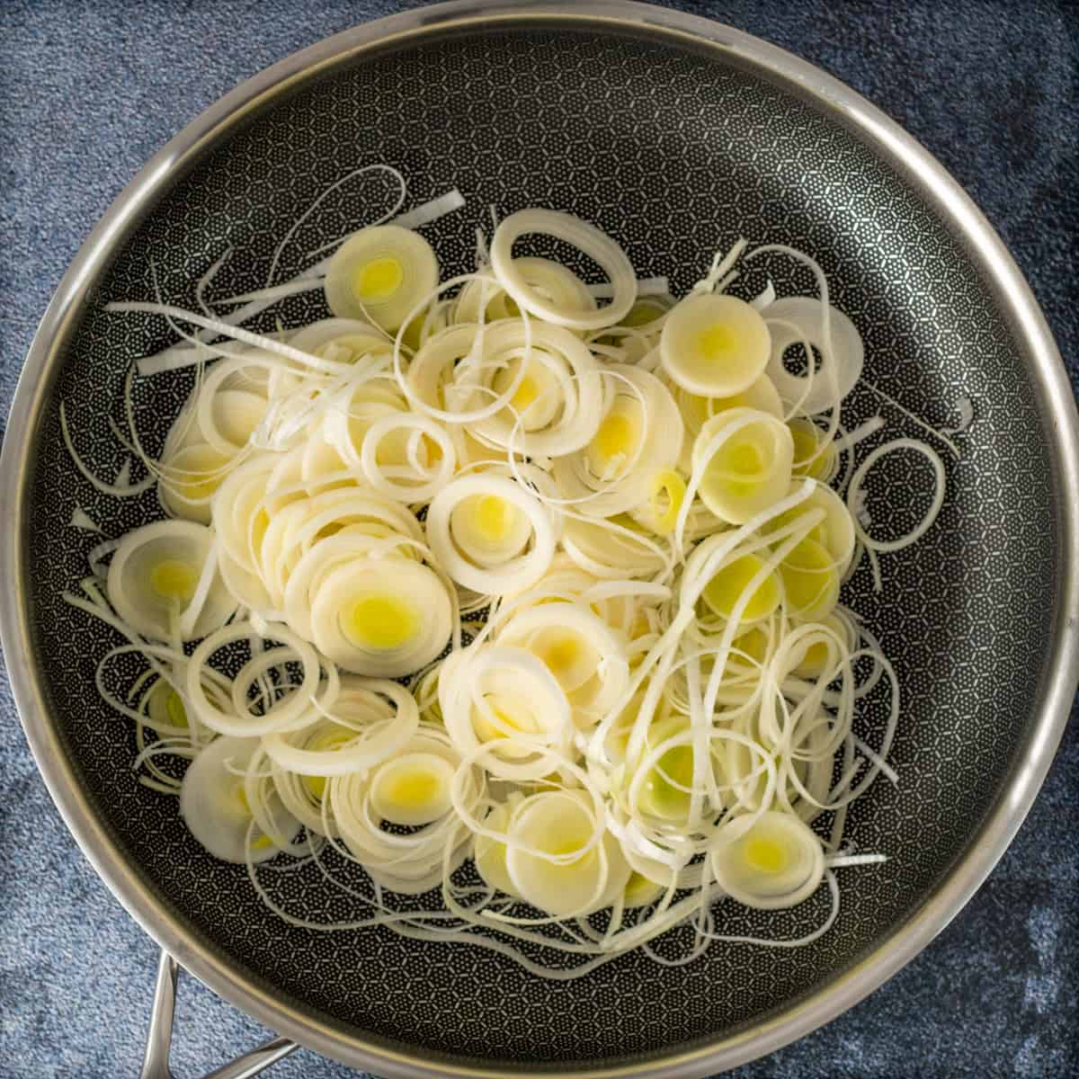 Saute leeks until tender.