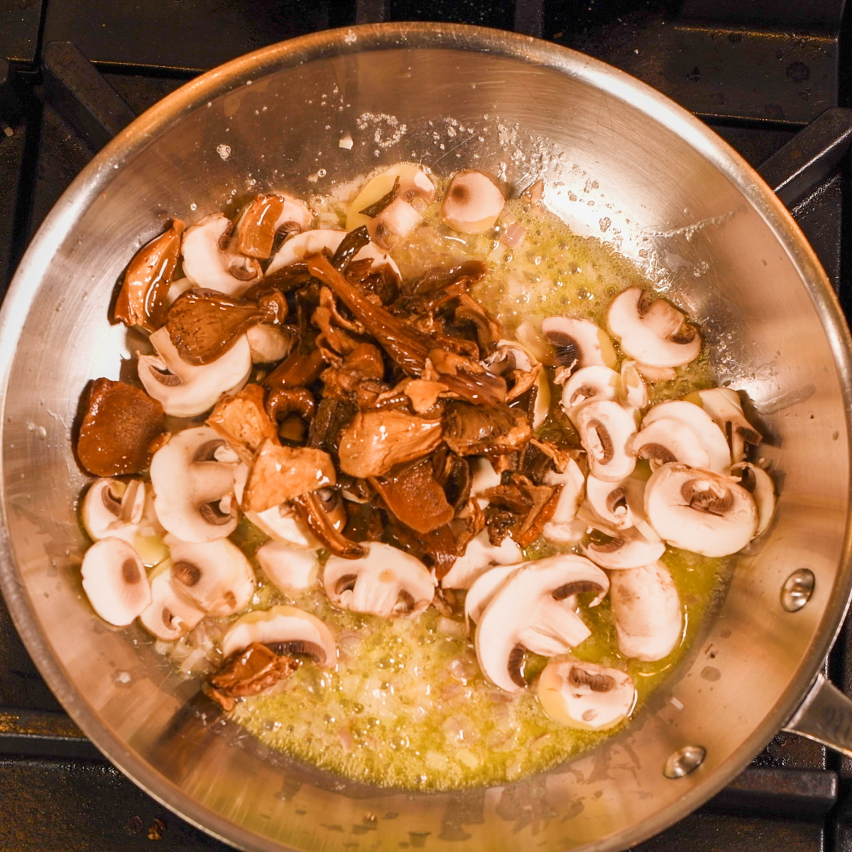 Sauté mushrooms in butter.