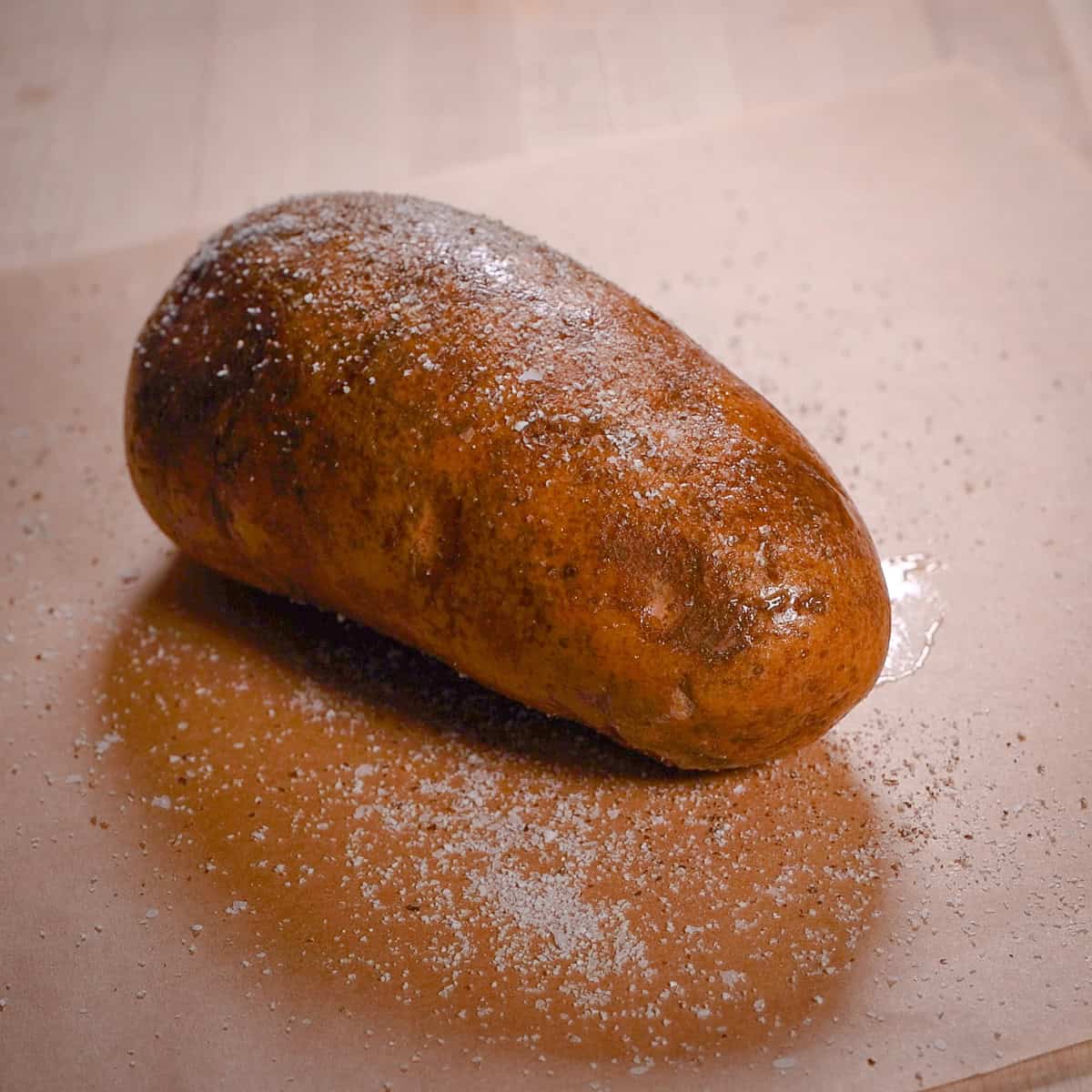 Season potatoes with kosher salt.