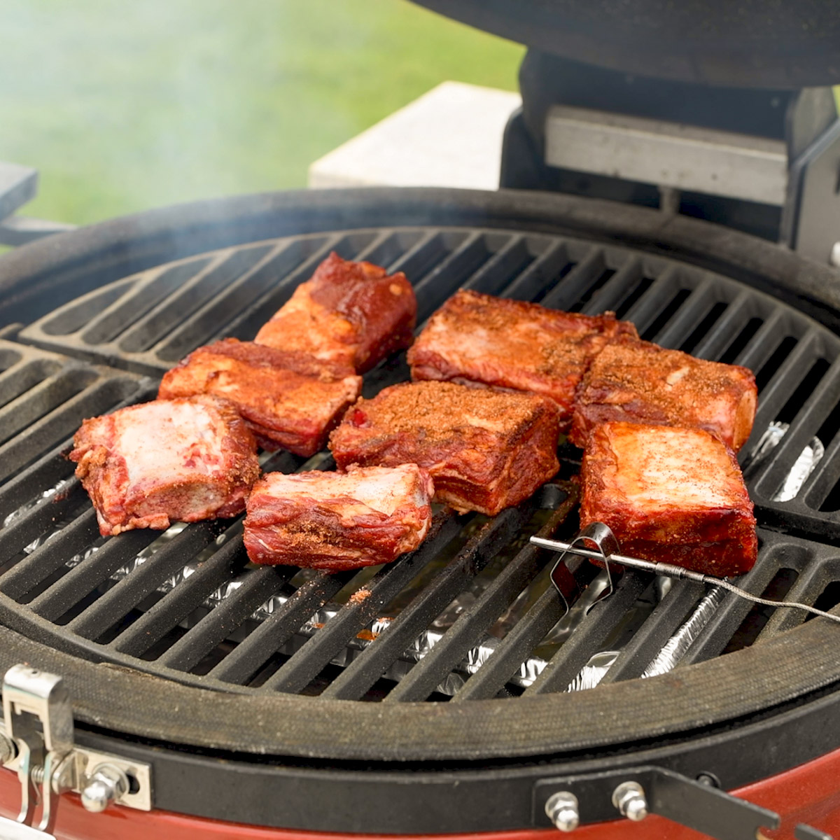 Place short ribs in the smoker.