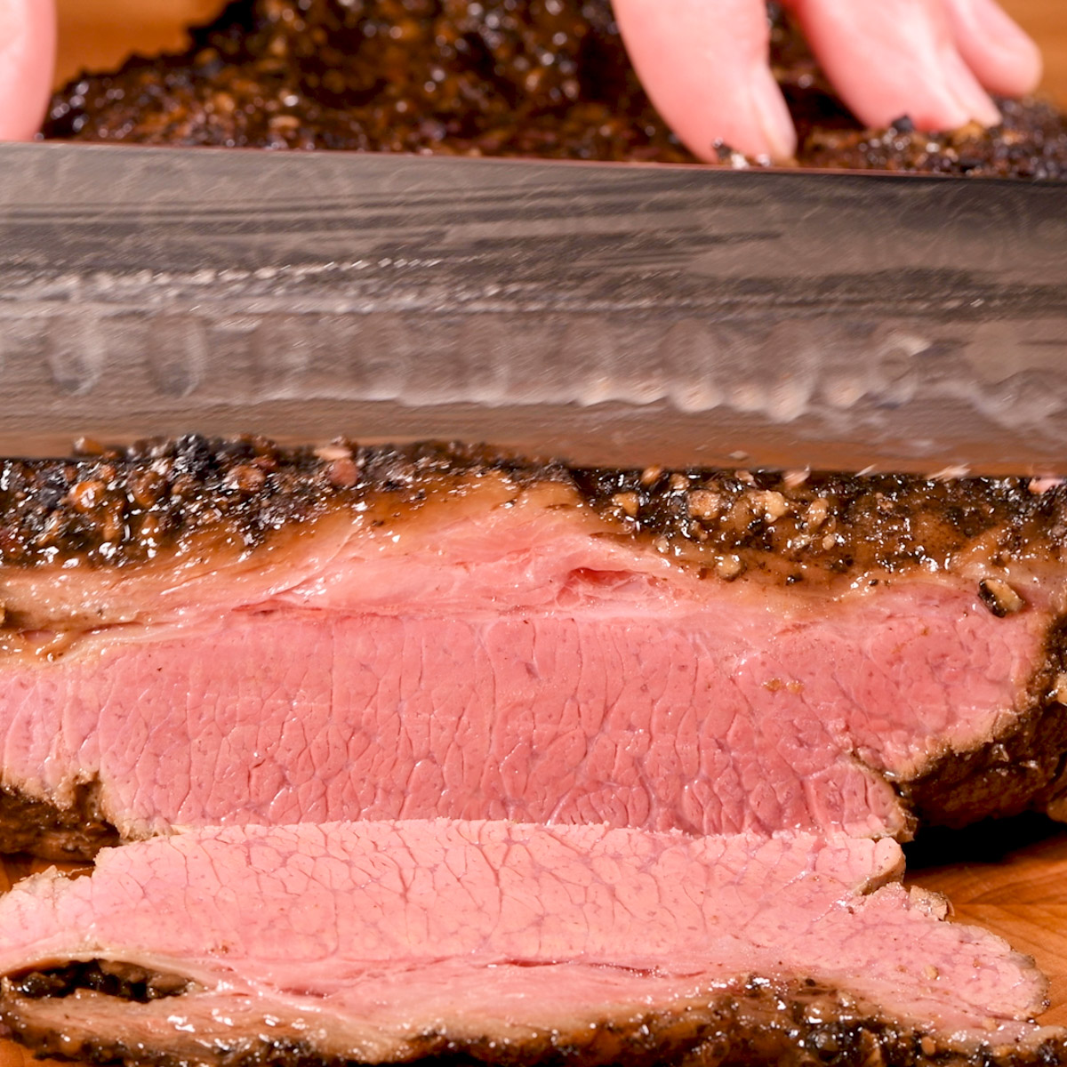 Cut the pastrami into thin slices.