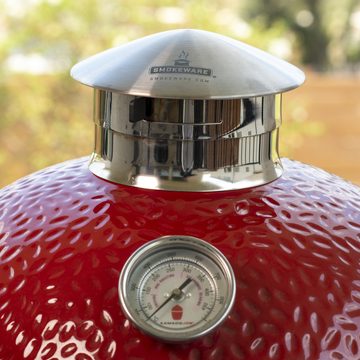 SmokeWare chimney cap installed on a Kamado Joe Classic II.