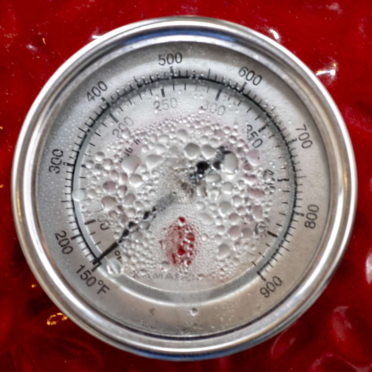 Kamado Joe thermometer with a failed seal.