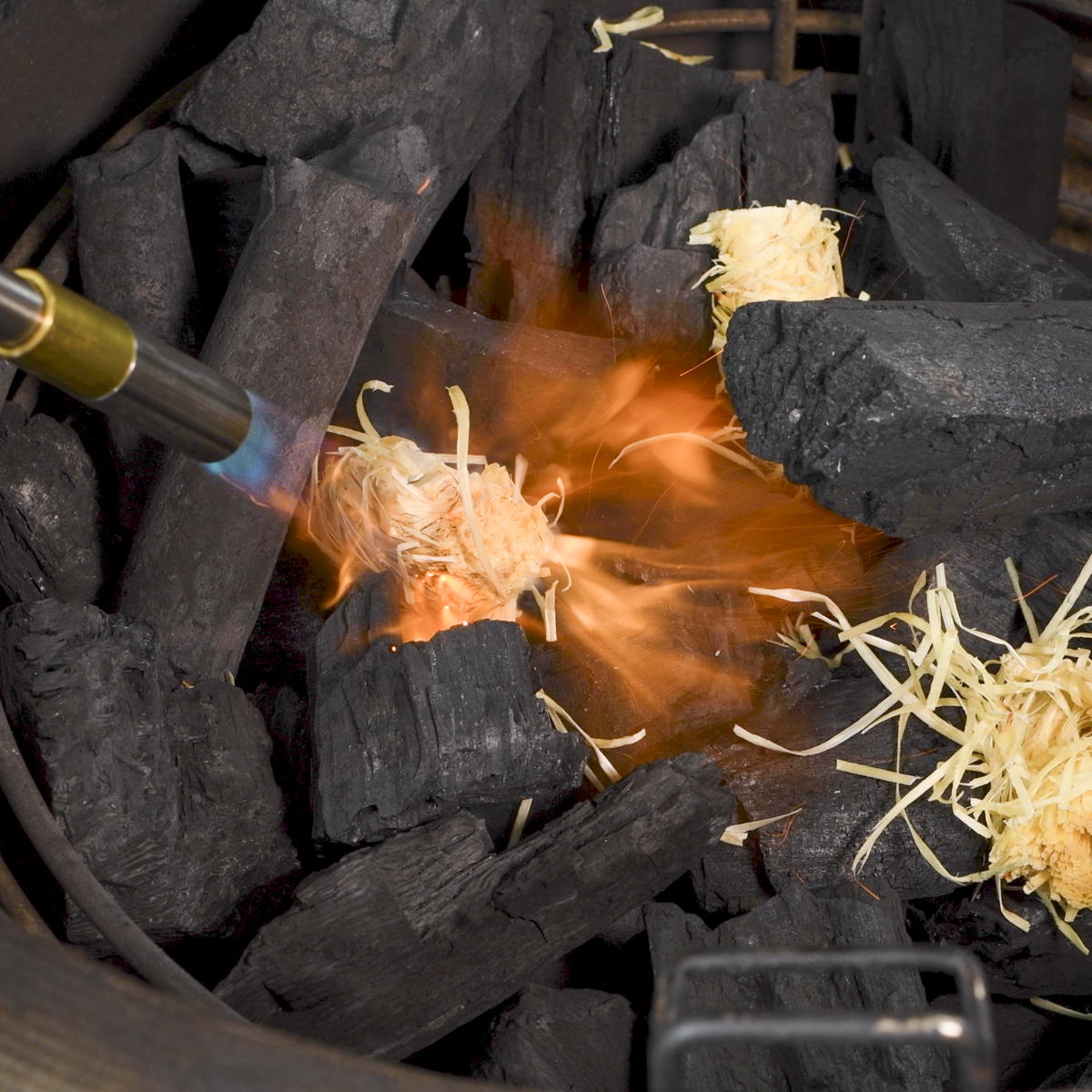 Lighting too much charcoal creates a fire that grows quickly.
