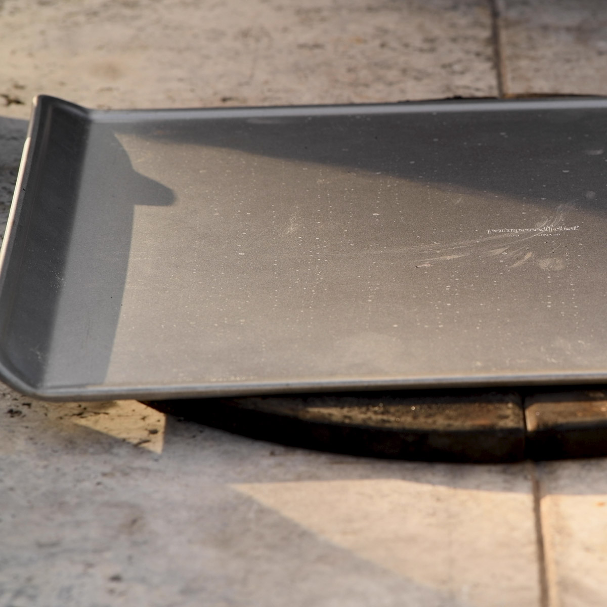 The wrong baking pan for cookies in a smoker.